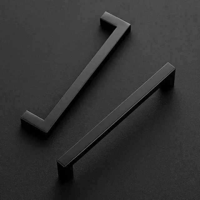Alt view image 2 of 7 - Matte Black Cabinet Handles Square Pulls 6-1/4 Inch 30 Pack | Stainless Steel, Square Bar Grip, Drawer Pulls, Kitchen Cabinet Hardware, For Cupboards, Drawers, Dressers, Cabinets