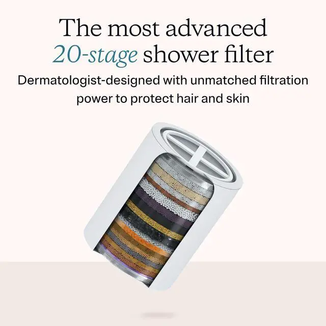 Alt view image 3 of 5 - Filtered Shower Head Replacement Filter, 20-Stage, 1 Pack | 20-stage filtration for chlorine, heavy metals & hard water; restores hair & skin health, fits filtered showerhead