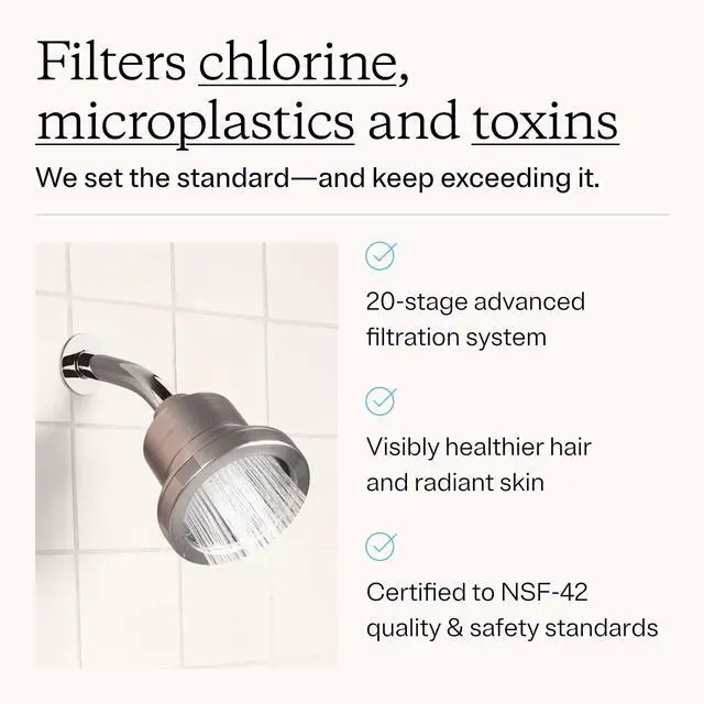 Alt view image 4 of 5 - Filtered Shower Head Replacement Filter, 20-Stage, 1 Pack | 20-stage filtration for chlorine, heavy metals & hard water; restores hair & skin health, fits filtered showerhead