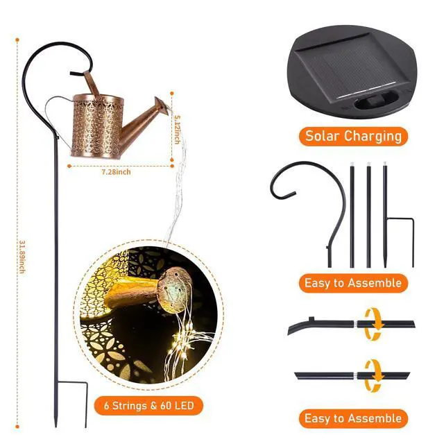 Alt view image 2 of 2 - Solar Watering Can Light - Solar Light Yard Decorations Outdoor | Garden Decor Lights for Yard, IP65 Waterproof Hanging Lantern Lights, Outside Garden Flower Bed Decor Light for Moms Birthday