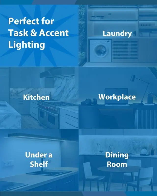 Alt view image 5 of 7 - 24 LED Direct Wire Under Cabinet Light - Dimmable Undercounter LED Lights for Kitchen - Selectable CCT 2700K-5000K, 612-648 Lumens, 9W - UCB Series Hardwired Under Cabinet Lighting by Lighting