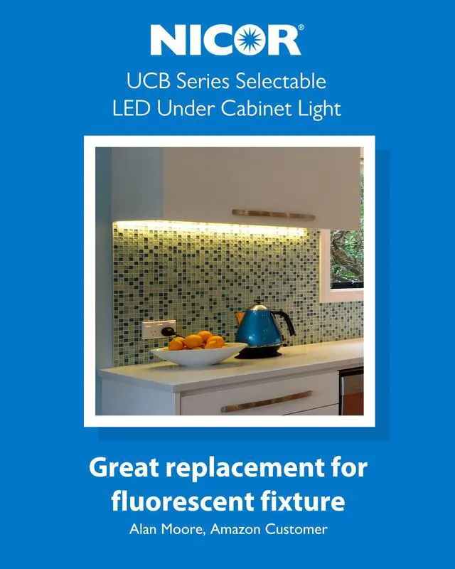 Alt view image 7 of 7 - 24 LED Direct Wire Under Cabinet Light - Dimmable Undercounter LED Lights for Kitchen - Selectable CCT 2700K-5000K, 612-648 Lumens, 9W - UCB Series Hardwired Under Cabinet Lighting by Lighting