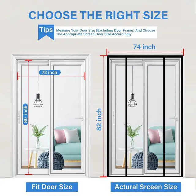 Alt view image 2 of 7 - Magnetic Screen Door Upgraded PET Mesh Stronger Than Fiberglass and Polyester,Hands Free,Keeps Bugs Out,Pet & Kid Friendly,Suitable for Sliding Door,Large Patio Door and French Door-72''x80''