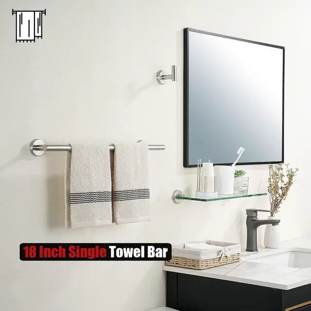 Alt view image 4 of 7 - Bath Towel Bar, 20.5 Inch 304 Stainless Steel Thicken 0.8mm Towel Rack Bathroom, Towel Holder Brushed Finished Wall Mount, Useable Length 18 Inch TB110L18-BN
