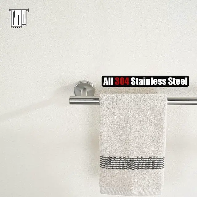 Alt view image 7 of 7 - Bath Towel Bar, 20.5 Inch 304 Stainless Steel Thicken 0.8mm Towel Rack Bathroom, Towel Holder Brushed Finished Wall Mount, Useable Length 18 Inch TB110L18-BN