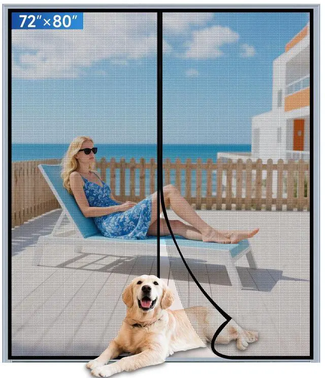 Main image of Upgraded PET Mesh Magnetic Screen Door Stronger Than Fiberglass and Polyester,Hands Free,Keep Bugs Out,Pet & Kid Friendly,Suitable for Sliding Doors,Patio and French Doors-72" X 80"