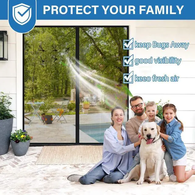 Alt view image 5 of 7 - Upgraded PET Mesh Magnetic Screen Door Stronger Than Fiberglass and Polyester,Hands Free,Keep Bugs Out,Pet & Kid Friendly,Suitable for Sliding Doors,Patio and French Doors-72" X 80"