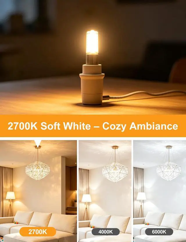 Alt view image 6 of 7 - G9 LED Bulb 4W T4 2700K Soft Warm White 5Pack 120V Dimmable | 40 Watt G9 Halogen Equivalent 450LM No-Flicker 360°Beam Angle for Crystal Chandelier Wall Sconce Home Light