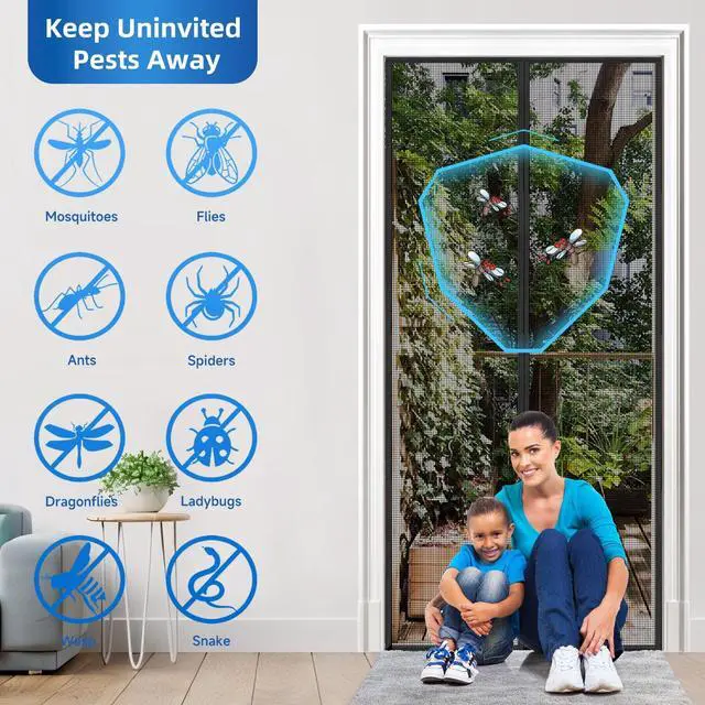 Alt view image 7 of 7 - Upgraded PET Mesh Magnetic Screen Door Stronger Than Fiberglass and Polyester,Hands Free,Keep Bugs Out,Pet & Kid Friendly,Suitable for Sliding Doors,Patio and French Doors-72" X 80"