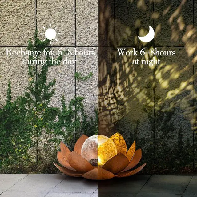 Alt view image 2 of 7 - Solar Lights Outdoor Decor Metal Lotus Flower LED Waterproof Glass Decorative Gifts for Garden Lover Women Mom Table Pathway Lawn Patio Yard Ground