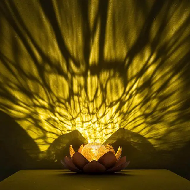 Alt view image 5 of 7 - Solar Lights Outdoor Decor Metal Lotus Flower LED Waterproof Glass Decorative Gifts for Garden Lover Women Mom Table Pathway Lawn Patio Yard Ground