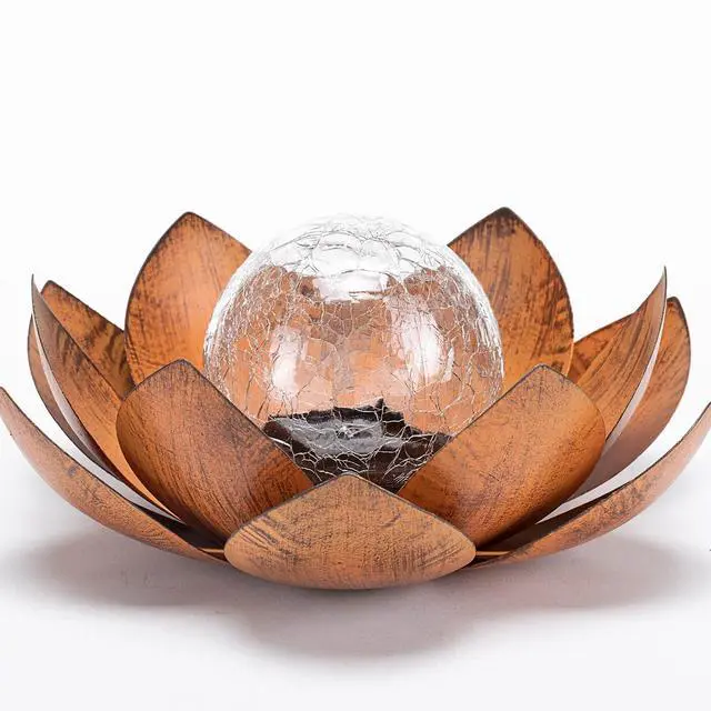 Alt view image 7 of 7 - Solar Lights Outdoor Decor Metal Lotus Flower LED Waterproof Glass Decorative Gifts for Garden Lover Women Mom Table Pathway Lawn Patio Yard Ground