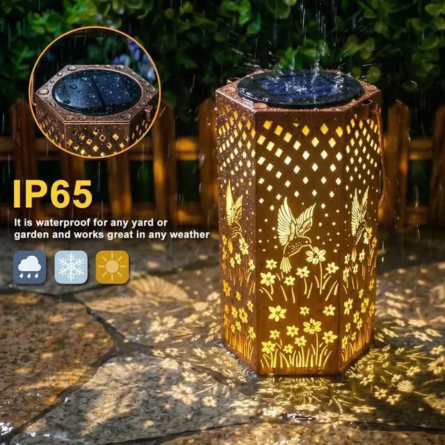 Alt view image 2 of 7 - Birthday Gifts for Women Solar Lanterns Outdoor Waterproof | Hummingbird Hanging Solar Lights Outside for Yard, Patio, Garden Decor, Mothers Day Gifts for Mom Grandma