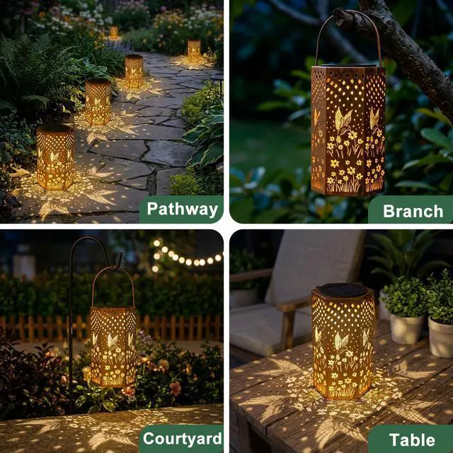 Alt view image 5 of 7 - Birthday Gifts for Women Solar Lanterns Outdoor Waterproof | Hummingbird Hanging Solar Lights Outside for Yard, Patio, Garden Decor, Mothers Day Gifts for Mom Grandma