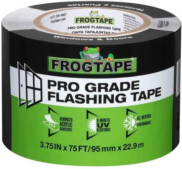 Main image of Pro Grade Flashing Tape for Windows & Doors, 3.75 Inch Width - 75 Foot Roll, All Weather & UV Resistant Flashing Tape with Advanced Acrylic Adhesive - 10 mils - Black