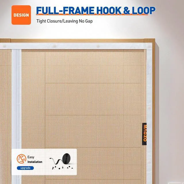 Alt view image 5 of 6 - Magnetic Screen Door Fits Door Size 32"x 80", Hands-Free Mesh White | 34" x 81" Heavy Duty Door Screen Magnetic Closure & Windproof Fastener, Pet Friendly Interior Screen Door Mesh