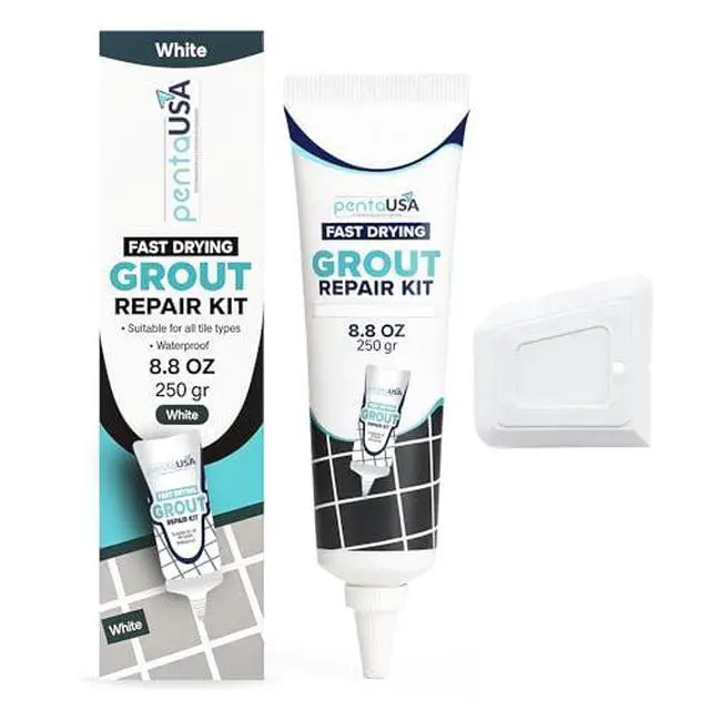 Alt view image 2 of 7 - Premixed Tile Grout Repair - White (8.8oz/250g) | Acrylic sanded formula, for bathroom shower kitchen tile, water-resistant, applicator included, 24-hour cure, 29 sq ft