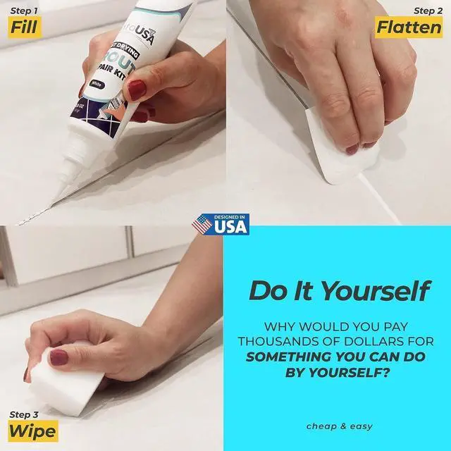 Alt view image 3 of 7 - Premixed Tile Grout Repair - White (8.8oz/250g) | Acrylic sanded formula, for bathroom shower kitchen tile, water-resistant, applicator included, 24-hour cure, 29 sq ft