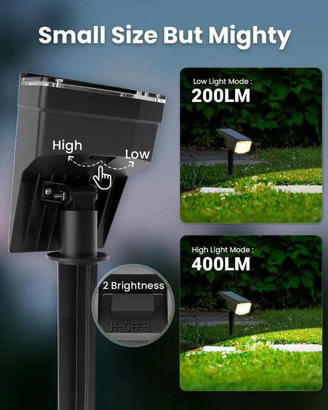 Alt view image 3 of 6 - Solar Spot Lights Outdoor Waterproof 10 Pack Warm White | Solar Landscape Spotlights Outdoor, Compact Design Spot Lights, Flood Lights for Garden Yard Pathway House Tree Outside