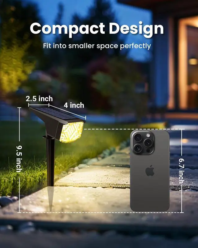 Alt view image 2 of 6 - Solar Spot Lights Outdoor Waterproof 10 Pack Warm White | Solar Landscape Spotlights Outdoor, Compact Design Spot Lights, Flood Lights for Garden Yard Pathway House Tree Outside
