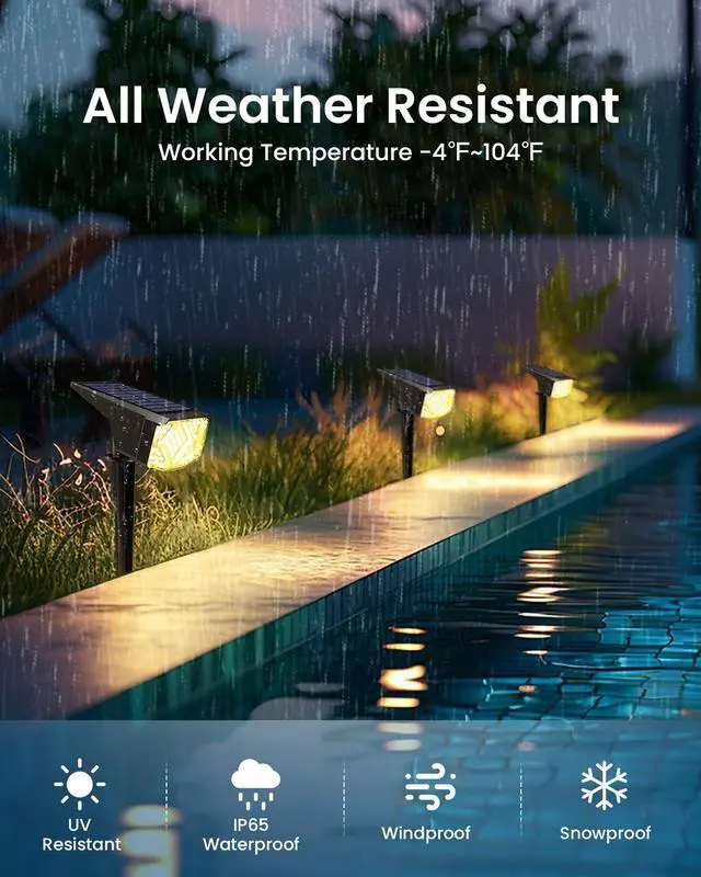 Alt view image 4 of 6 - Solar Spot Lights Outdoor Waterproof 10 Pack Warm White | Solar Landscape Spotlights Outdoor, Compact Design Spot Lights, Flood Lights for Garden Yard Pathway House Tree Outside