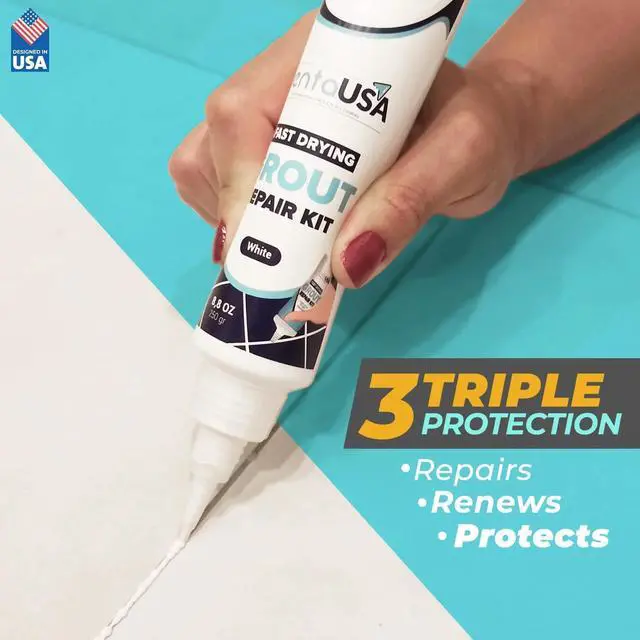 Alt view image 7 of 7 - Premixed Tile Grout Repair - White (8.8oz/250g) | Acrylic sanded formula, for bathroom shower kitchen tile, water-resistant, applicator included, 24-hour cure, 29 sq ft