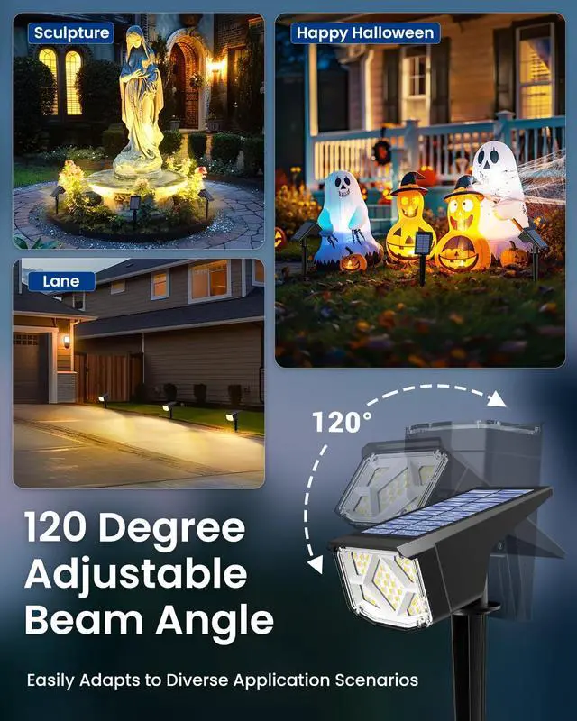 Alt view image 5 of 6 - Solar Spot Lights Outdoor Waterproof 10 Pack Warm White | Solar Landscape Spotlights Outdoor, Compact Design Spot Lights, Flood Lights for Garden Yard Pathway House Tree Outside
