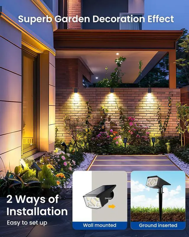 Alt view image 6 of 6 - Solar Spot Lights Outdoor Waterproof 10 Pack Warm White | Solar Landscape Spotlights Outdoor, Compact Design Spot Lights, Flood Lights for Garden Yard Pathway House Tree Outside