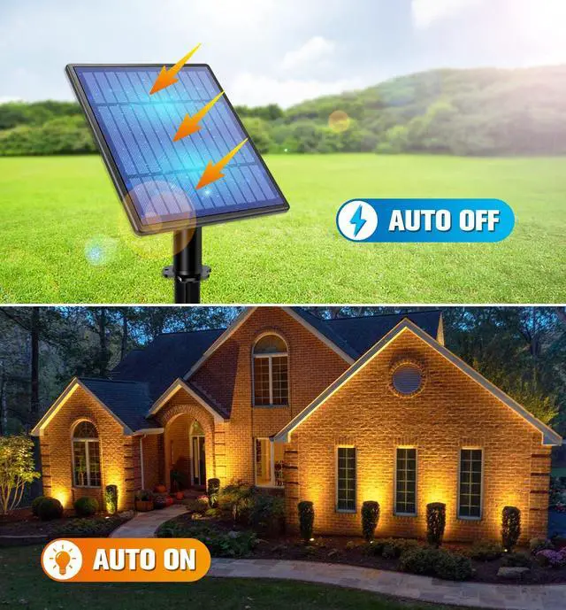 Alt view image 2 of 5 - Metal Solar Spot Lights Outdoor with 9.8ft Cable Solar Powered Landscape Lighting Low Voltage IP65 Waterproof Auto On/Off for Outside Garden Yard Landscape Pathway Garage-Warm White(4-in-1)