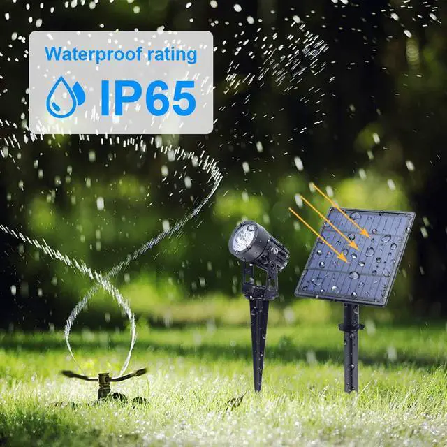 Alt view image 3 of 5 - Metal Solar Spot Lights Outdoor with 9.8ft Cable Solar Powered Landscape Lighting Low Voltage IP65 Waterproof Auto On/Off for Outside Garden Yard Landscape Pathway Garage-Warm White(4-in-1)