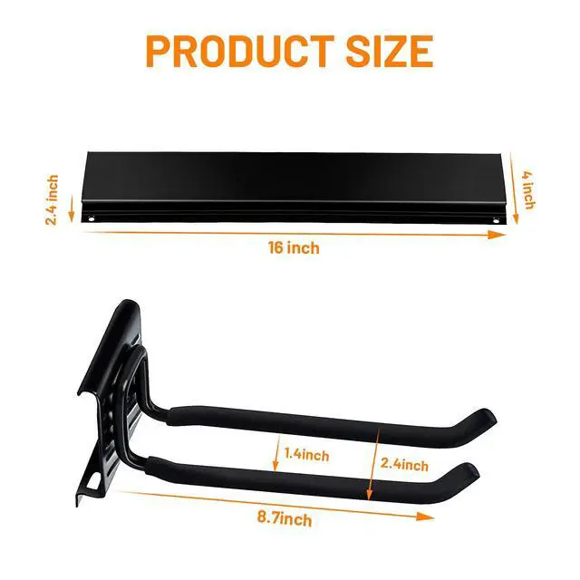 Alt view image 4 of 7 - Garage Storage Organization Wall Mount, Garden Tool Rack Organizer Heavy Duty Folding Chair Hangers with 6 Adjustable Hooks 48inch Tracks Max Load 450lb
