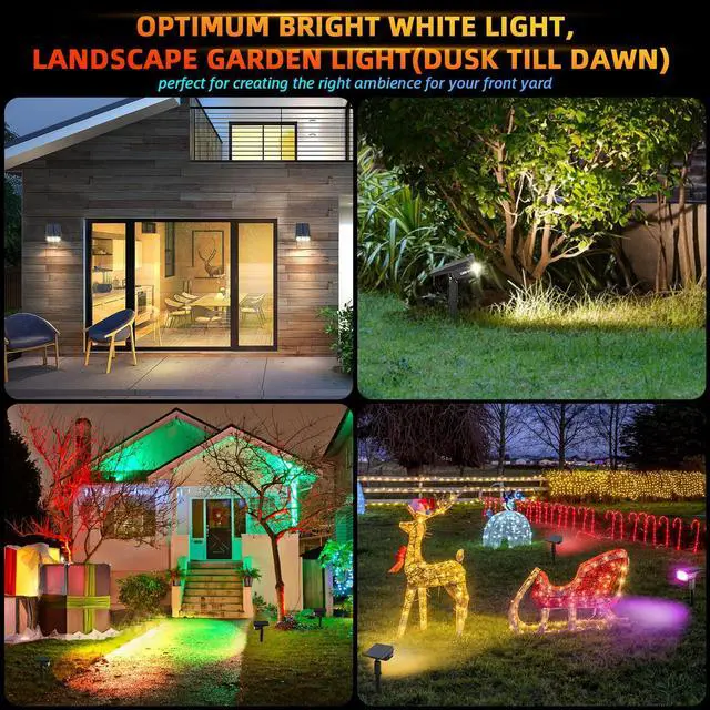 Alt view image 7 of 7 - Solar Outdoor Lights,40 LEDs Color Changing RGB Solar Landscape Path Lights,USB & Solar Powered Multicoloured Spotlights,14 Colors Auto Cycling Spotlights for Yard,Garden,2 Pack