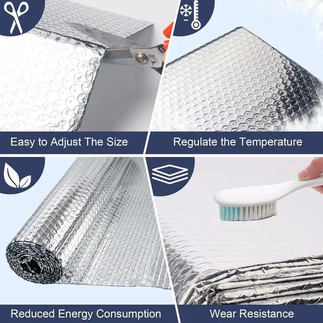 Alt view image 3 of 7 - Double Reflective Bubble Foil Insulation Foam, 47IN X 10FT Window Insulation for Summer Heat Reflective Window Film for Window, Garage Door, RV, Roof