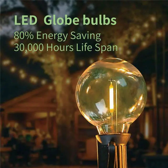 Alt view image 4 of 7 - G40 1.57 Inch Led Replacement Light Bulbs, E12 Screw Base Shatterproof LED Small Globe Light Bulbs for Outdoor String Lights, 1Watt Equvalent to 5 Watt Incandescent Bulbs, Warm White, 25Pack