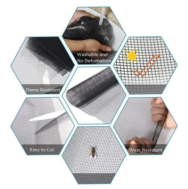 Alt view image 4 of 7 - Windows Screen and Screen Door Replacement, 48"x118" Durable Fiberglass Screen Mesh - Screen & Sliding Screen Door Repair for Patio & Window