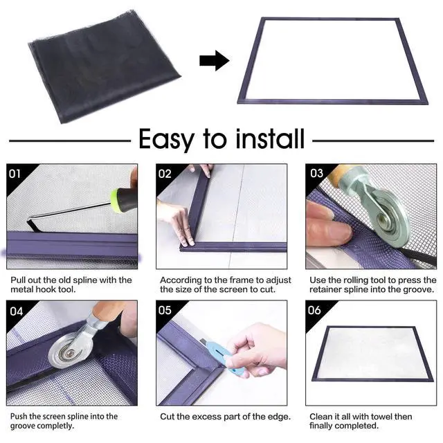 Alt view image 5 of 7 - Windows Screen and Screen Door Replacement, 48"x118" Durable Fiberglass Screen Mesh - Screen & Sliding Screen Door Repair for Patio & Window