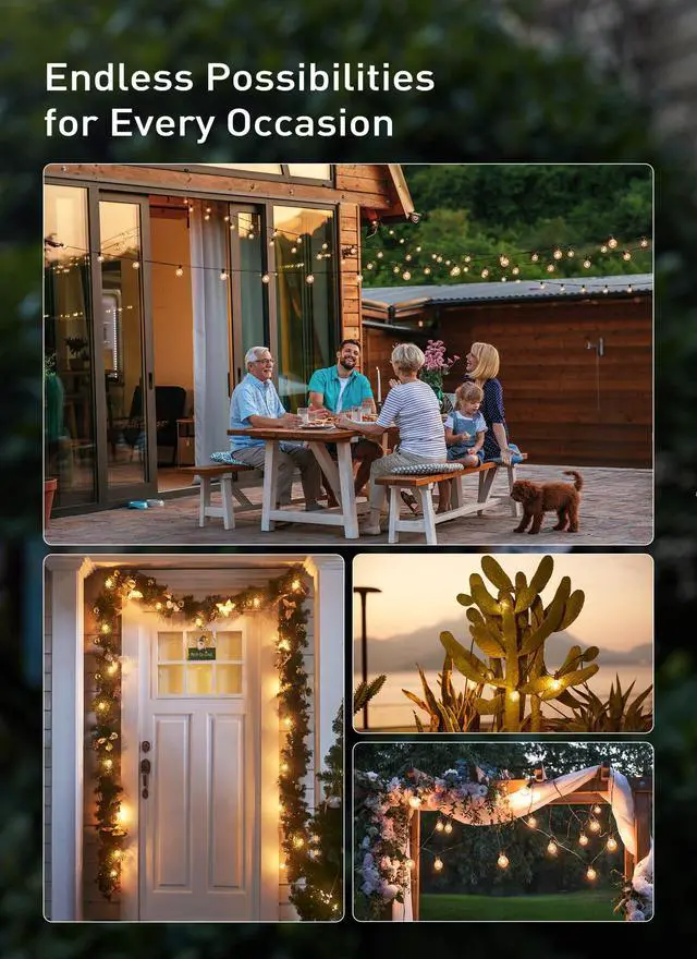 Alt view image 5 of 7 - 25 Pack G40 LED Replacement Bulbs, E12 Base, 2200K, Warm White | Shatterproof Plastic LED Light Bulb, Waterproof, Dimmable, 1.5" Edison Light Bulbs for Indoor Outdoor Patio Backyard Decor