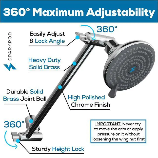 Alt view image 2 of 7 - 11" Extension Arm, Adjustable Height & Angle, Polished Chrome | Adjustable Height & Angle, Sturdy Lock, Universal Connection, Transform your showers into rain shower experience