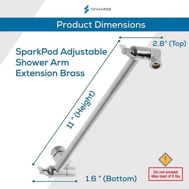 Alt view image 3 of 7 - 11" Extension Arm, Adjustable Height & Angle, Polished Chrome | Adjustable Height & Angle, Sturdy Lock, Universal Connection, Transform your showers into rain shower experience