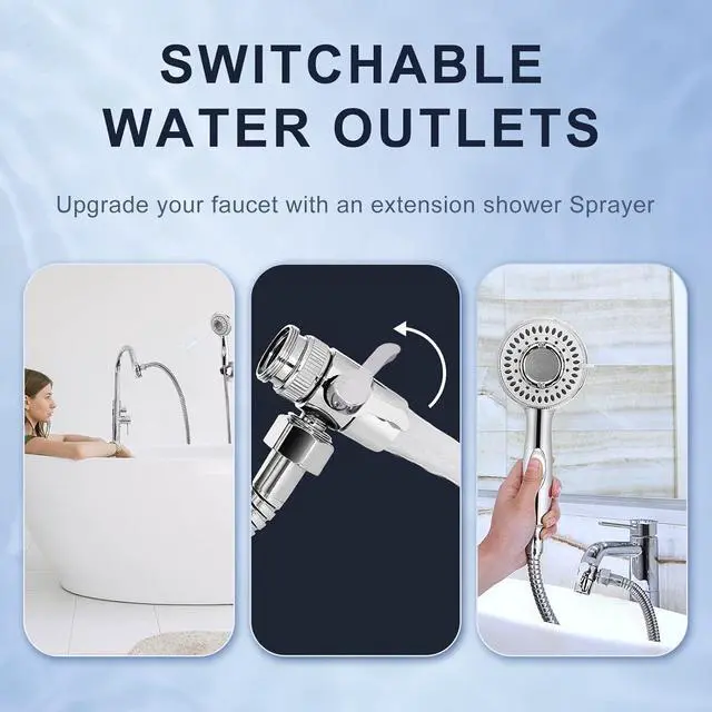 Alt view image 3 of 7 - Shower Head Sink - Faucet Bathtub, Hose Sprayer Attachment with 9 Adapters | 79" Hose for Hair Washing, Pet Dog Rinse & Baby Bath, ON/OFF Extension for Tub Faucet, Utility Sink, Laundryroom, Garden