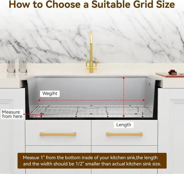 Alt view image 7 of 7 - Kitchen Sink Grid and Sink Protectors,26-1/16"x14-1/16" Stainless Steel | Sink Grid Protectors for Kitchen Sink with Rear Drain for Single Bowl Sinks