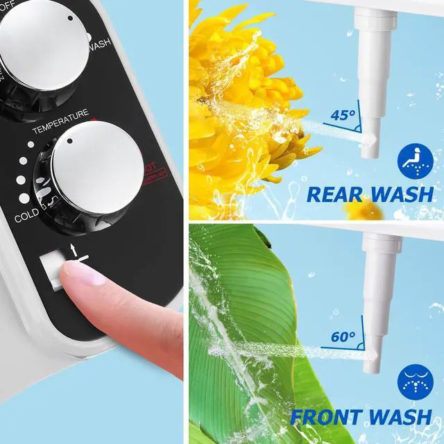 Alt view image 3 of 7 - Hot and Cold Bidet Attachment for Toilet, Warm Water Bidet | Ultra Slim Non-Electric Bidet Attachment, Adjustable Pressure Self-Cleaning Nozzle, Rear & Feminine Wash, Easy Installation
