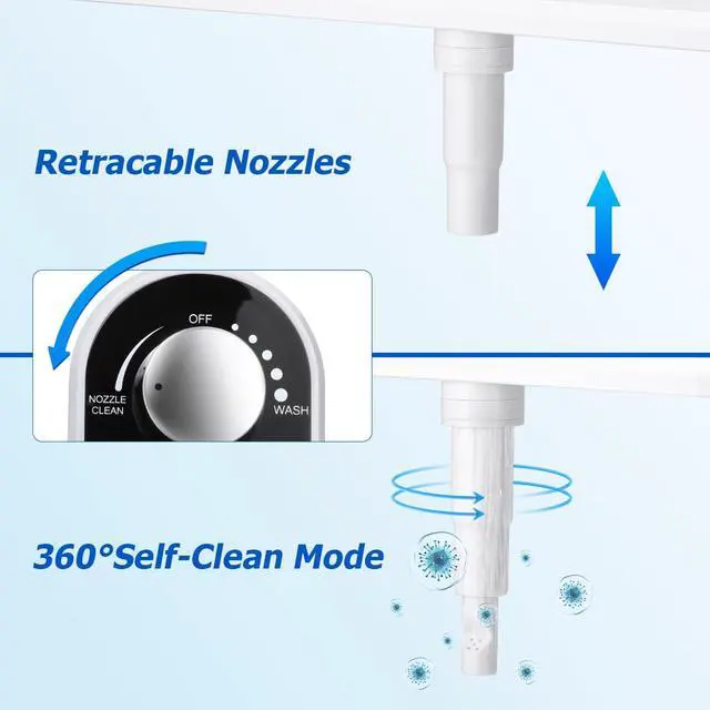 Alt view image 6 of 7 - Hot and Cold Bidet Attachment for Toilet, Warm Water Bidet | Ultra Slim Non-Electric Bidet Attachment, Adjustable Pressure Self-Cleaning Nozzle, Rear & Feminine Wash, Easy Installation