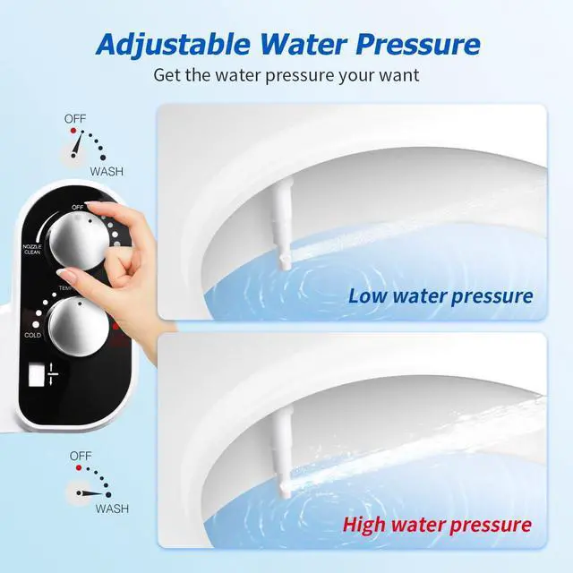 Alt view image 5 of 7 - Hot and Cold Bidet Attachment for Toilet, Warm Water Bidet | Ultra Slim Non-Electric Bidet Attachment, Adjustable Pressure Self-Cleaning Nozzle, Rear & Feminine Wash, Easy Installation