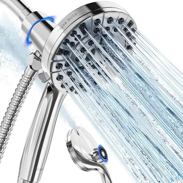 Main image of 9 Settings High Pressure Magnetic Shower Head with Handheld | Power Wash for Tub&Tile, Magnetic Bracket, Pause Mode for Water Saving, Easy Clean Nozzles, 6ft Hose, Premium Chrome