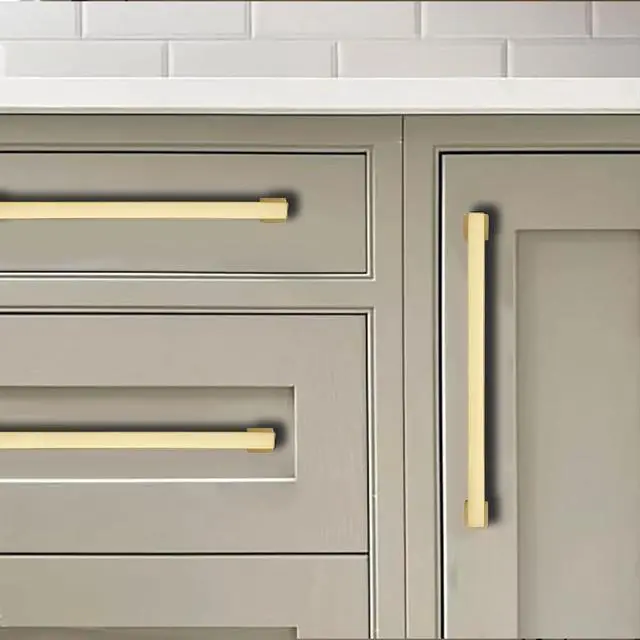 Alt view image 5 of 5 - 10 Pack 5inch(128mm) Hole Center Brushed Gold Cabinet Pulls Heavy-Duty Solid Matte Gold Cabinet Hardware Pulls for Kitchens, bathrooms and Dresser Handle