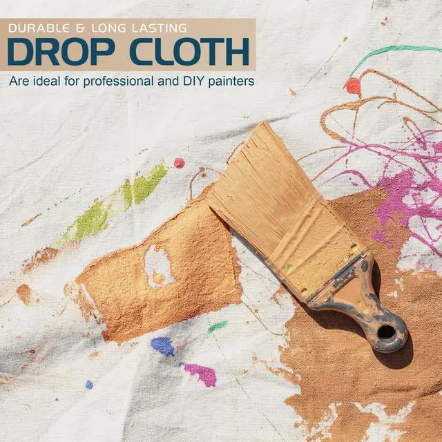 Alt view image 4 of 7 - Canvas Drop Cloth 9x12 Ft, Drop Cloth for Painting, 1 Pack | Washable and Reusable, Canvas Fabric, Furniture & Floor Protection, Highly Absorbent, Duck Dropcloth