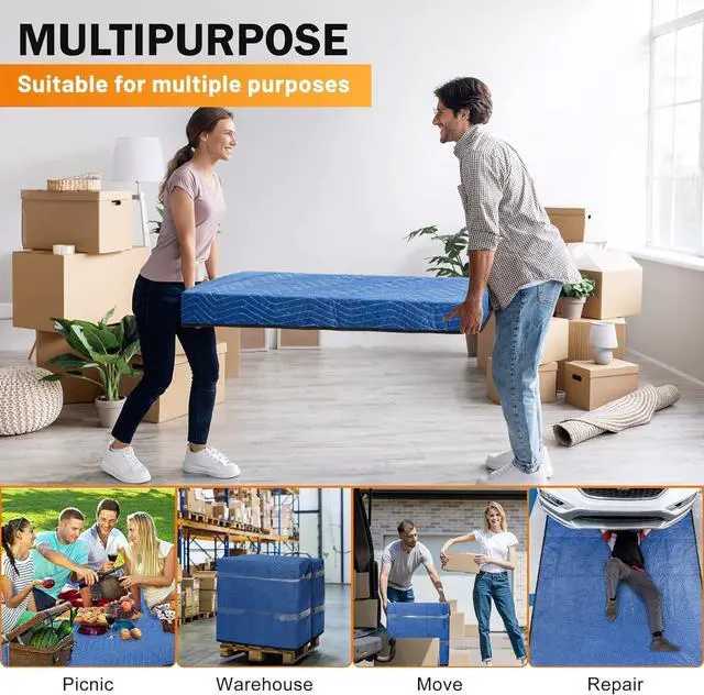 Alt view image 4 of 4 - 3 Pack Moving Blankets 40x72in Heavy Duty Padded Packing Blankets for Moving Shipping Protecting Furniture Professional Quilted Furniture Blankets for Moving Supplies