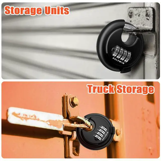Alt view image 5 of 7 - 4-Digit Disc Combination Lock Outdoor - Heavy Duty Combination Padlocks with Hardened Steel Shackle Weatherproof Combo Locks for Gates,Sheds,Fence,Storage Unit (3/8" Shackle, Black,2 Pcs)