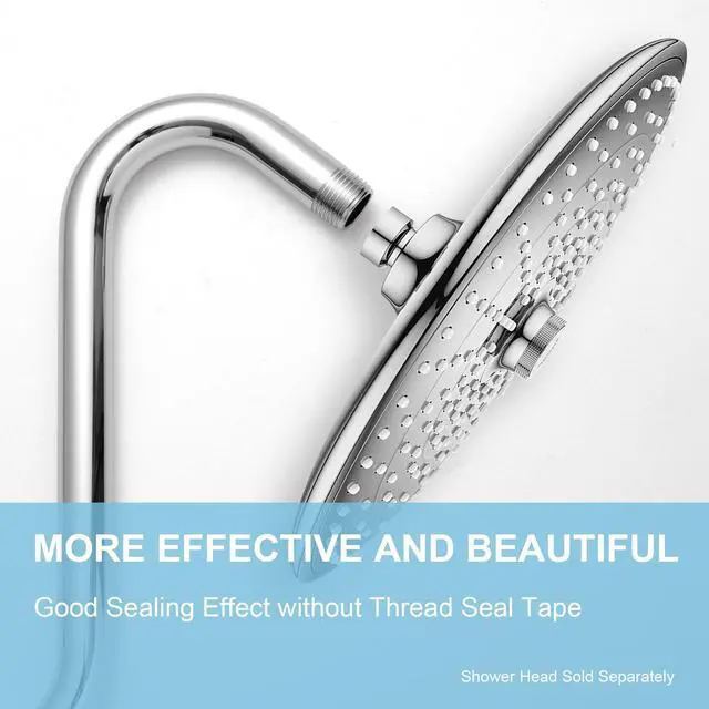 Alt view image 2 of 7 - Shower Head Extension Arm 8 in, S Shaped Shower Arm with Flange High Rise Goose Neck Shower Arm Extension Chrome Finish